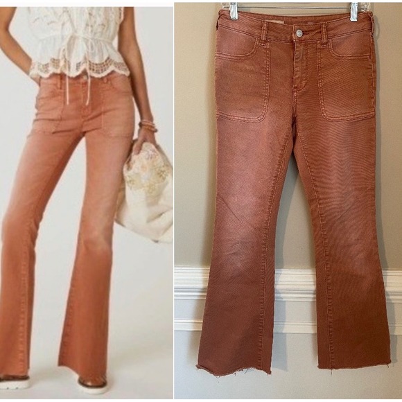 Pilcro Denim - Anthropologie Pilcro The Low Rise Icon Flare Jeans 26 Women's Bronze Orange